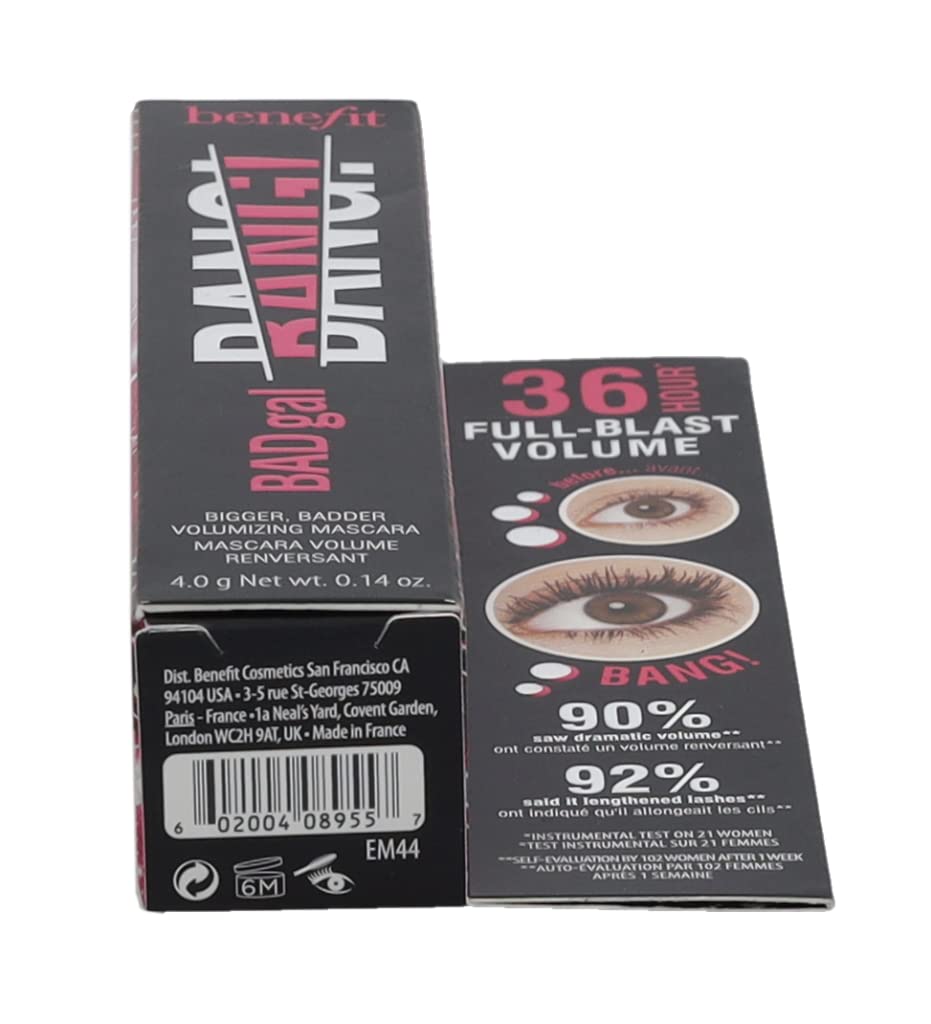 Benefit BADgal Bang Mascara mini, fijación resistente al agua para uso diario prolongado.