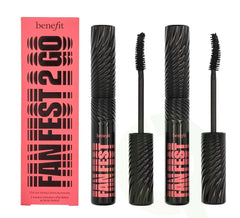 Benefit Fan Fest Mascara mini bottle with curved brush enhances corners for quick touch-ups.