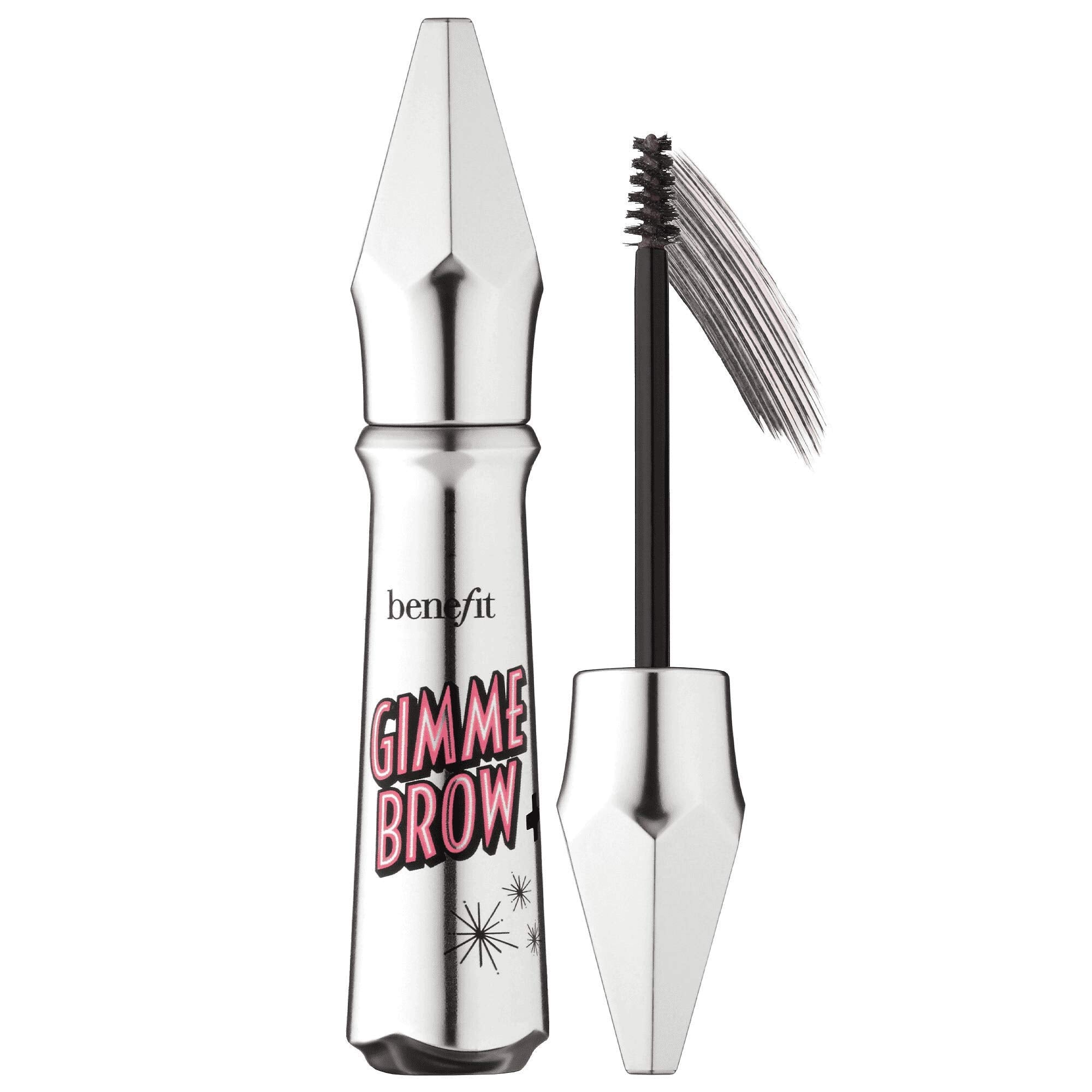 Benefit Gimme Brow volumizing fiber gel with tapered brush delivers natural fullness and precise definition.