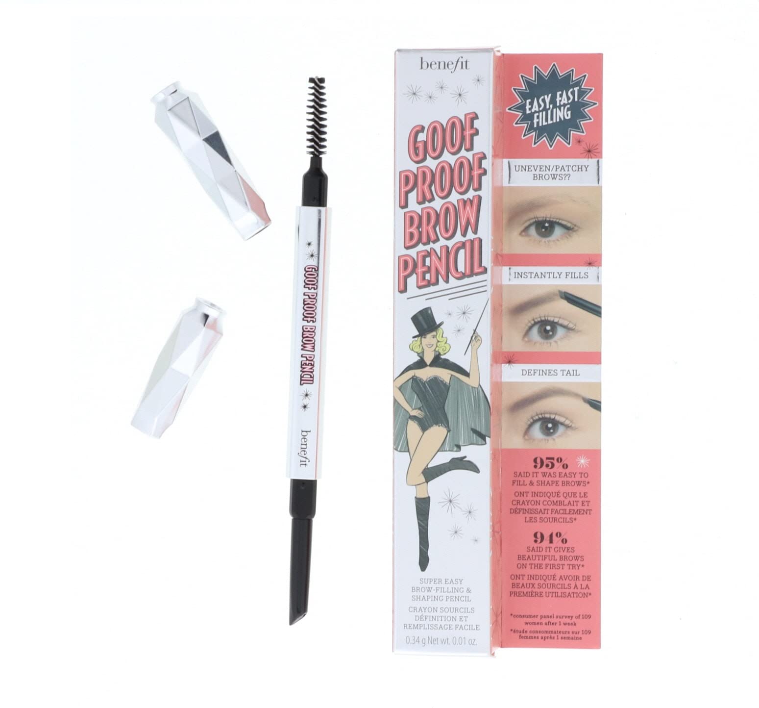 Benefit Goof Proof Brow Pencil demonstrates easy shape and fill in one stroke.