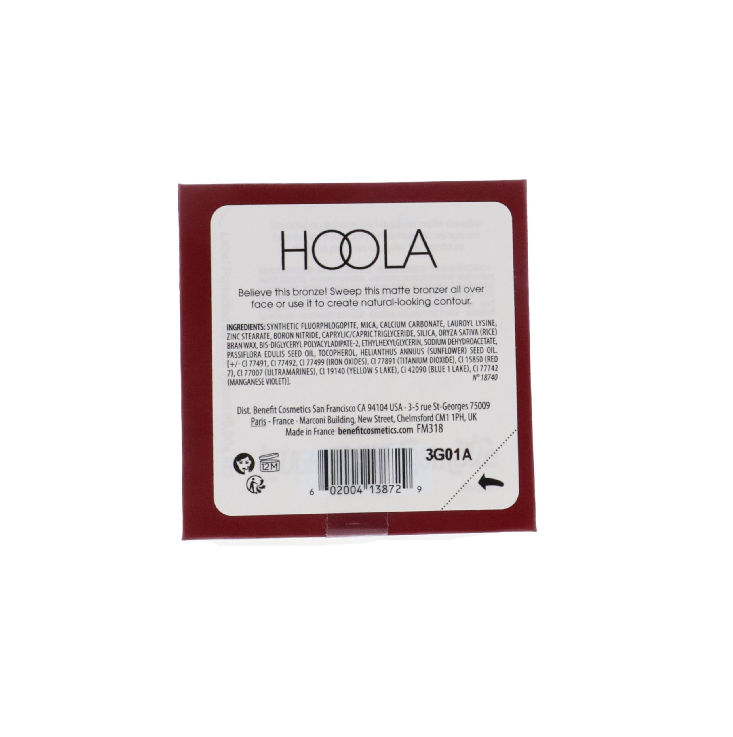 Benefit Hoola bronzer powder swatch showing natural sun-kissed finish.