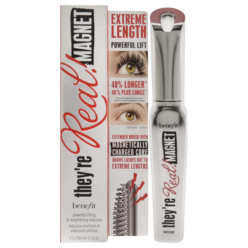 Benefit They're Real Magnet mascara bottle with sleek packaging and magnetic lengthening action.