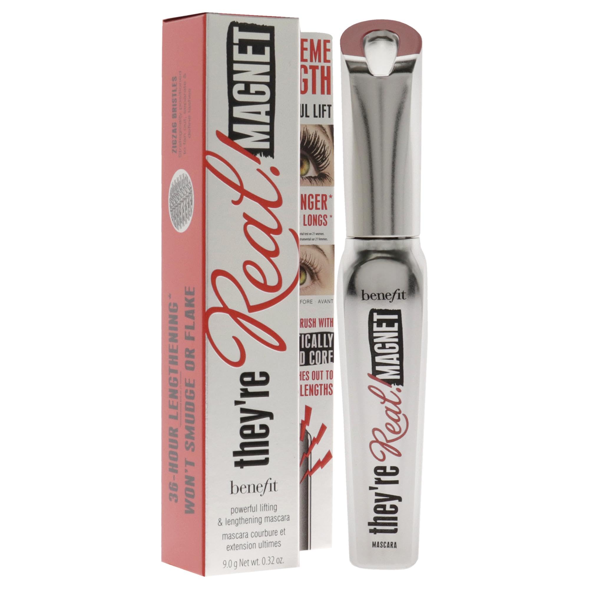 Benefit They're Real Magnet lashes after application show dramatic length and lift.