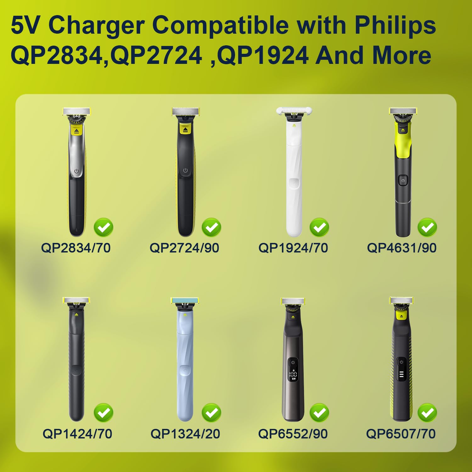BENSN OneBlade charger output 5V illustrates efficient device charging.