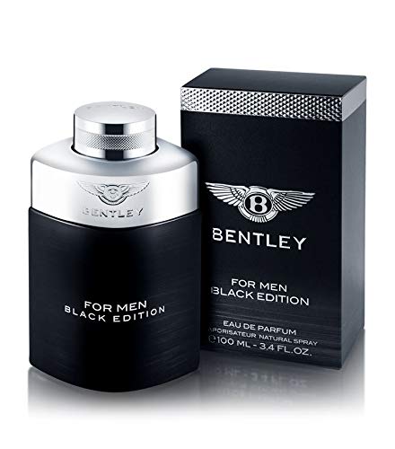 Close-up of Bentley Black Edition EDP label highlighting premium notes