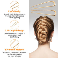 Close up of BEoffer gold hair pin with smooth finish on long hair