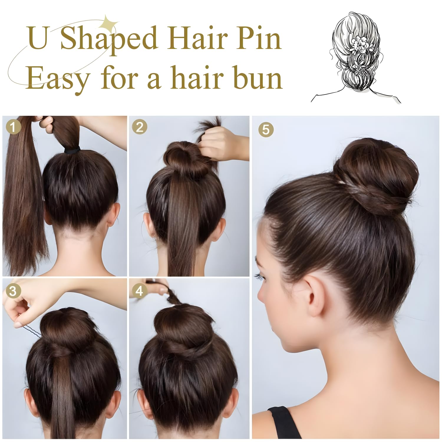 BEoffer pin u para uso diario en cabello, cómodo de llevar.