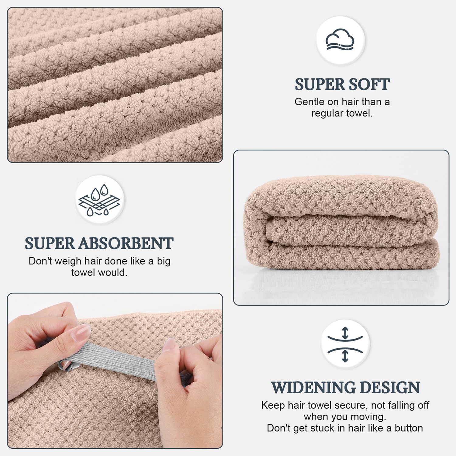 Detalle de secado rápido con BEoffer microfibra para cabello.
