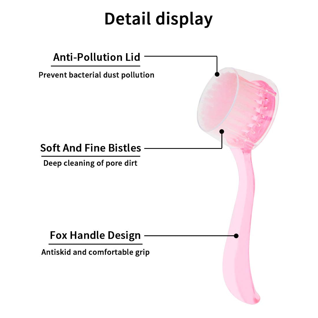 Beomeen pink facial brush with ergonomic handle for exfoliation