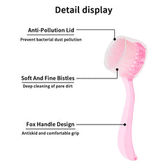 Beomeen pink facial brush with ergonomic handle for exfoliation