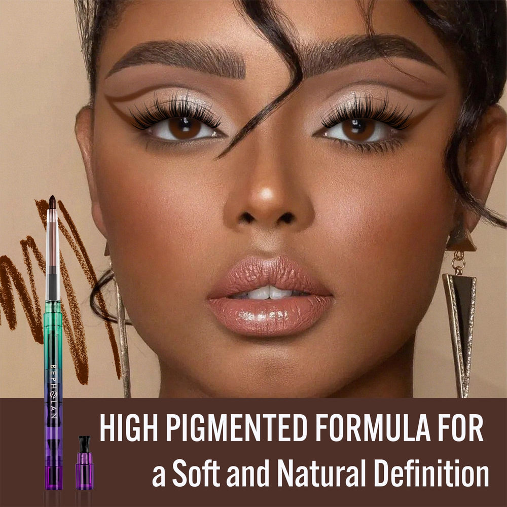 BEPHOLAN brown eyeliner applied on lid demonstrates smooth glide.