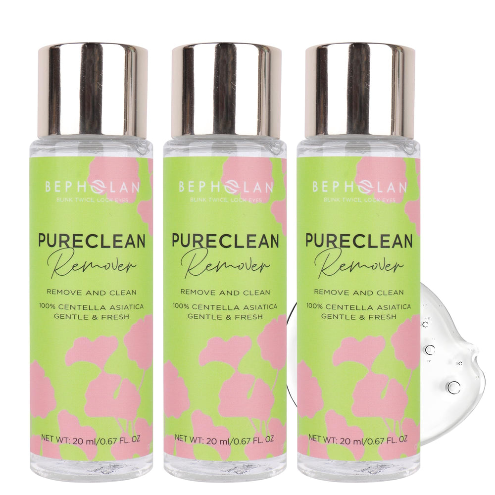 Bepholan Cluster Lash Glue Remover bottle demonstrates gentle lash removal in a 60ml bottle