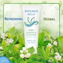 BERGMAN KELLY white tea scent bottle enhances guest shower experience