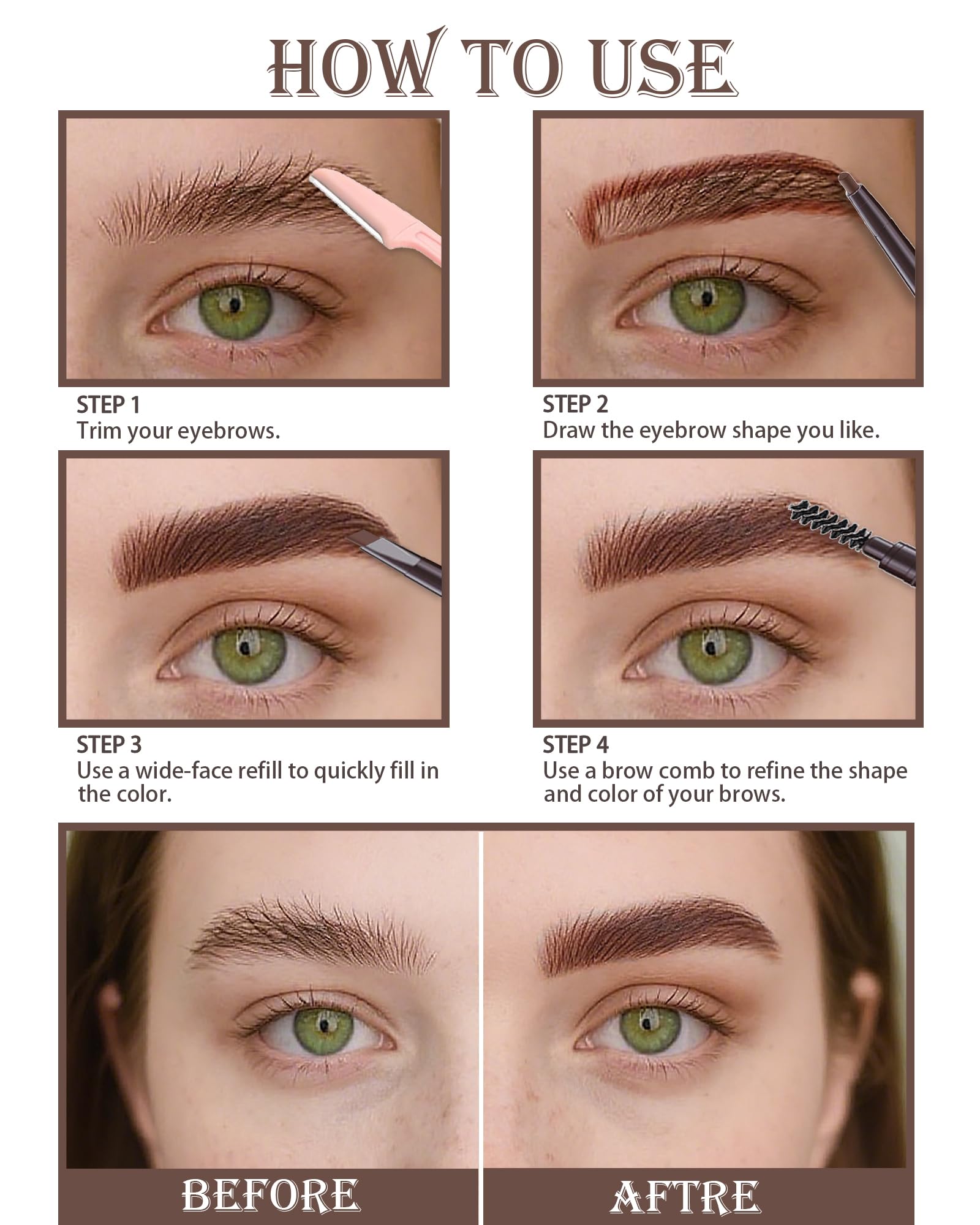 Berinist easy-to-use brow pencil for natural or bold looks