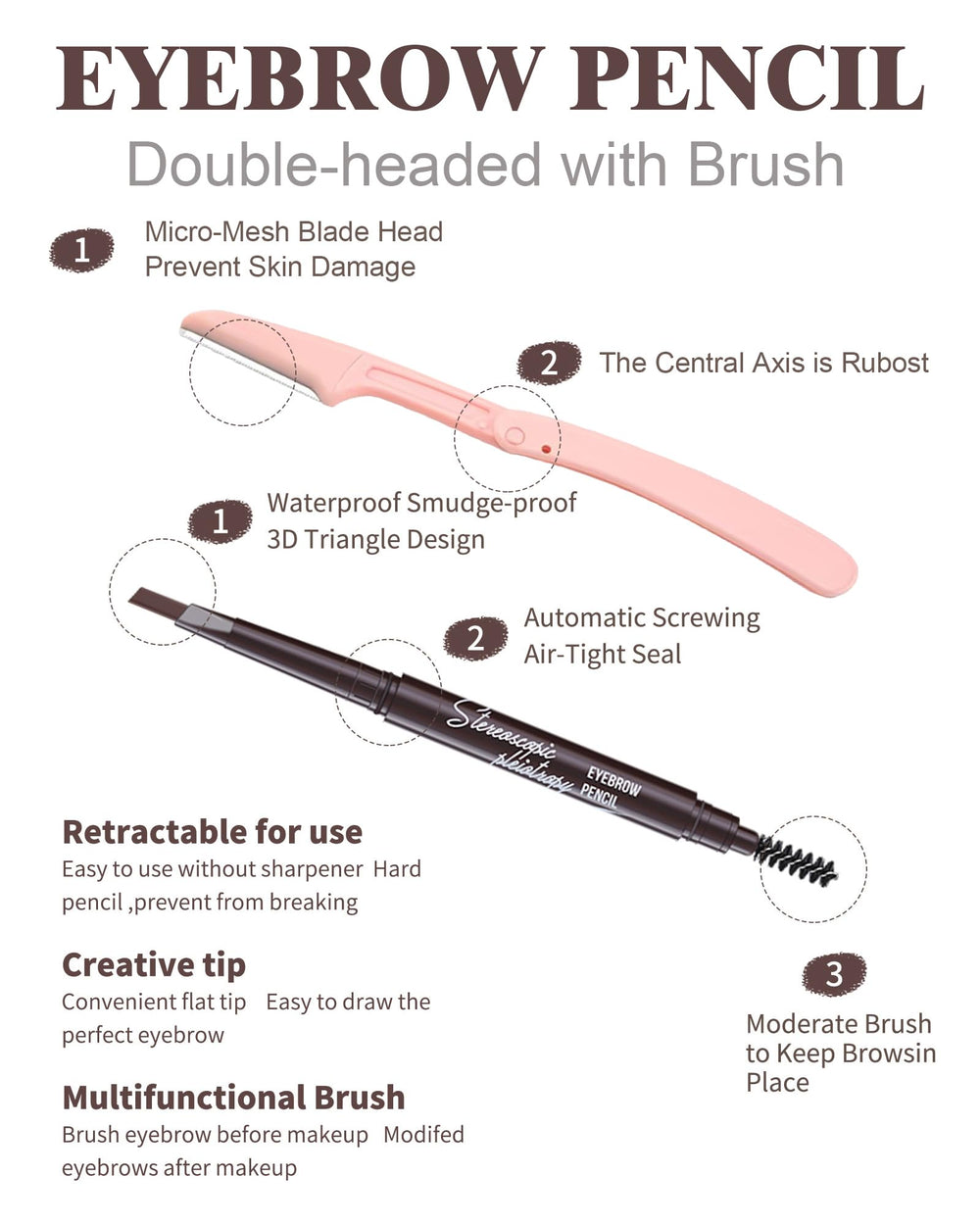 Berinist spoolie brush blends color for a natural brow look