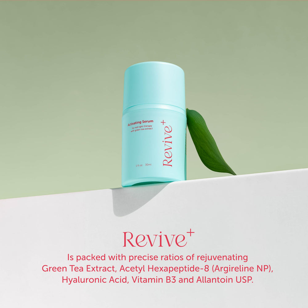 Berkland Revive Green Tea Serum ingredients close-up with green tea extract.
