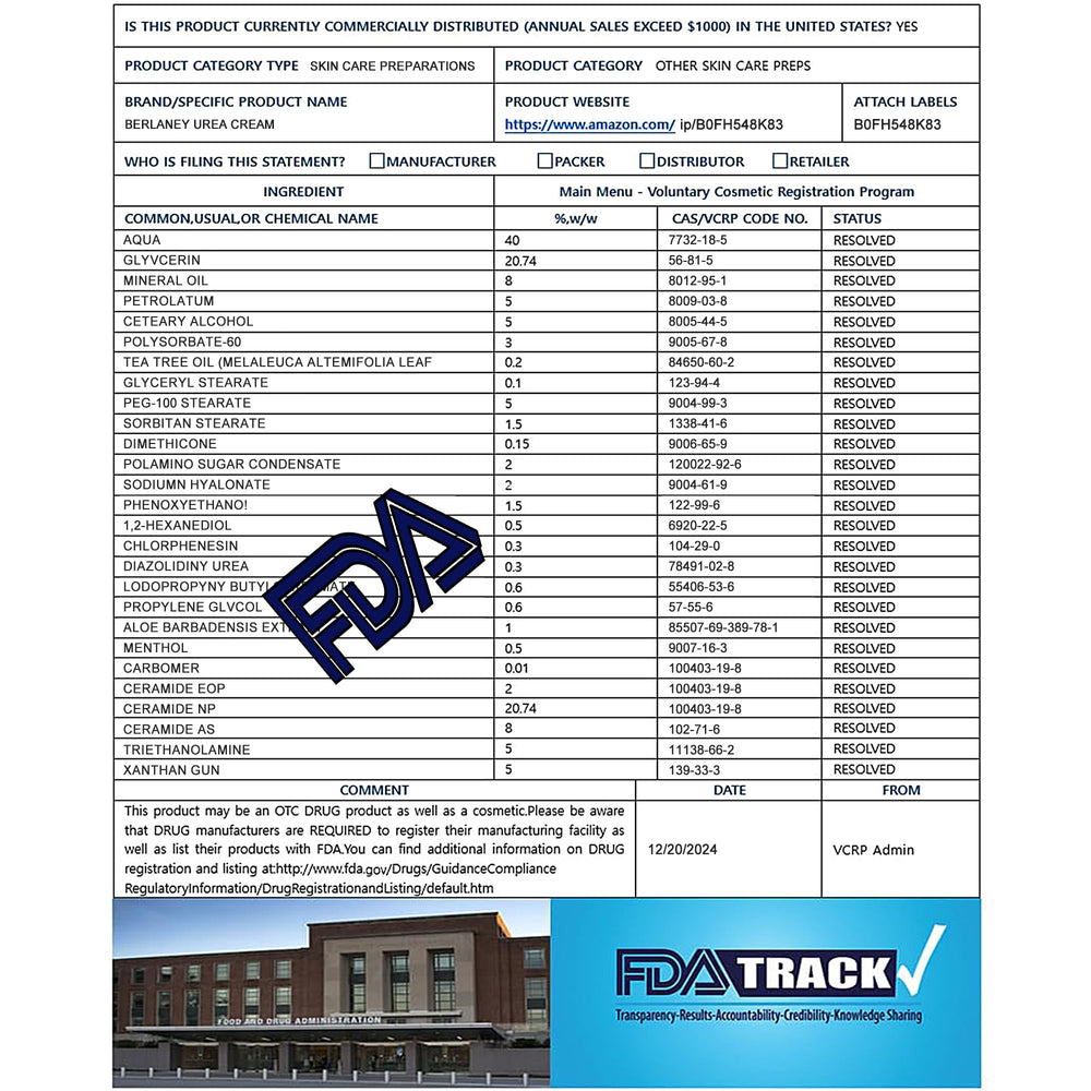 Berlaney crema urea 40% contiene ceramidas e ácido hialurónico.