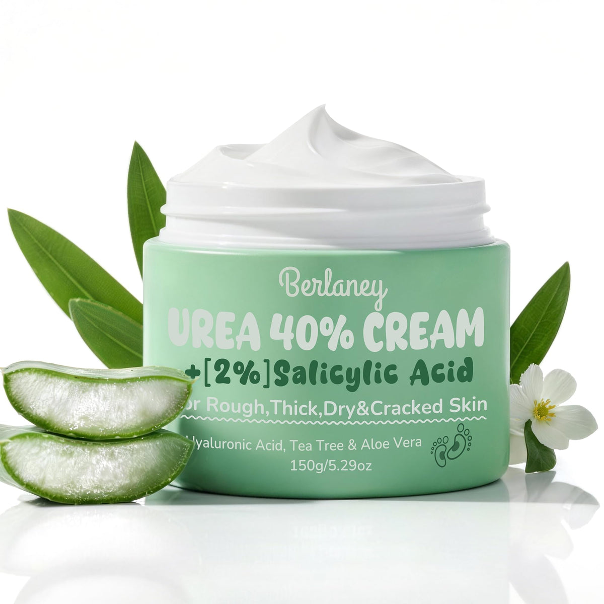 Berlaney Crema Urea 40% para pies, hidratación profunda para piel seca.
