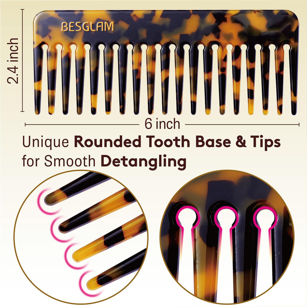 Besglam detangling wide tooth comb for wet hair reduces snagging
