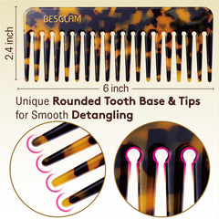 Besglam detangling wide tooth comb for wet hair reduces snagging