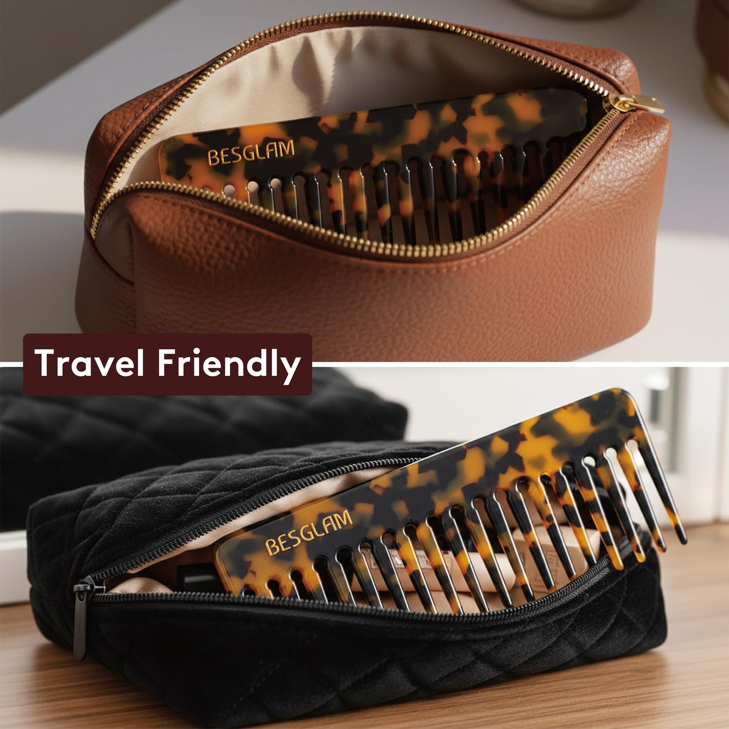 Besglam two-pack detangler for family use and travel