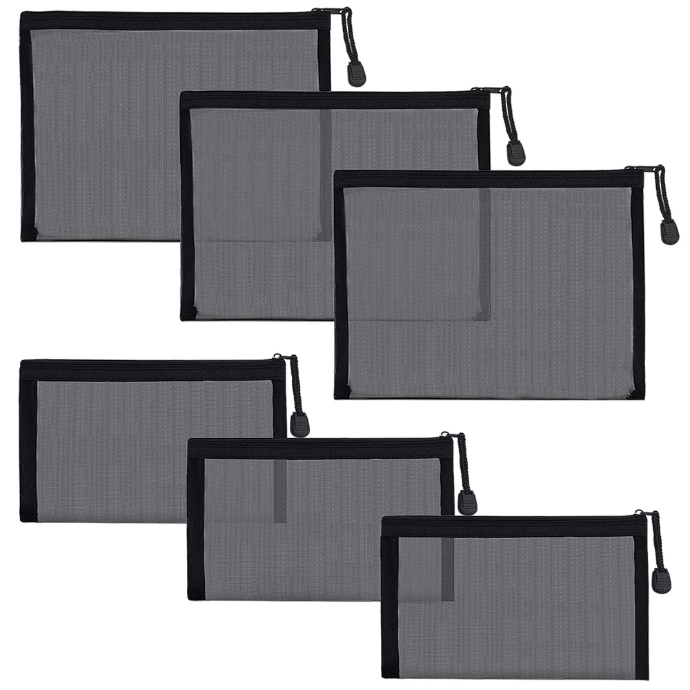besharppin 6-pack mesh makeup bags show contents for quick access