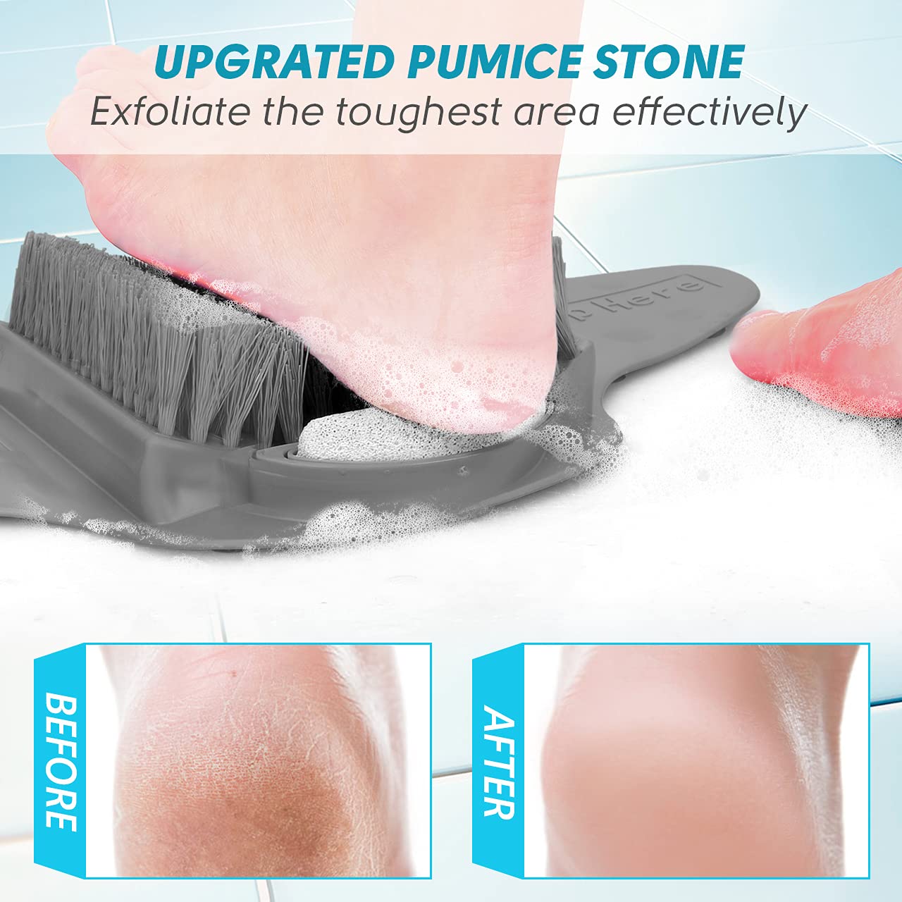 BESKAR pumice stone for feet helps remove dry skin and calluses during showers.