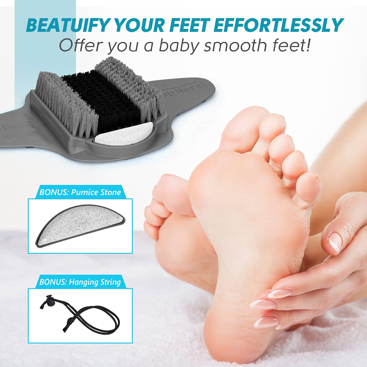 BESKAR shower foot cleaner works in shower or tub for convenient foot care.