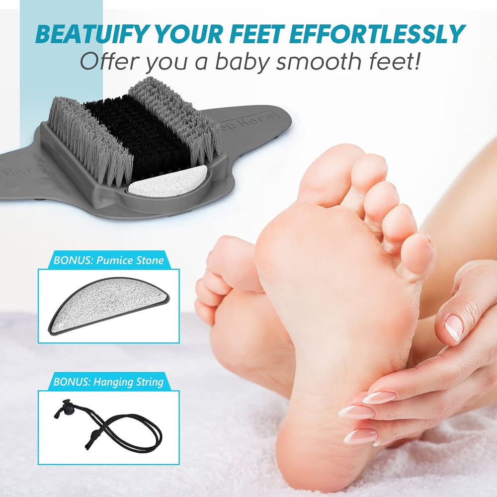 BESKAR shower foot cleaner works in shower or tub for convenient foot care.
