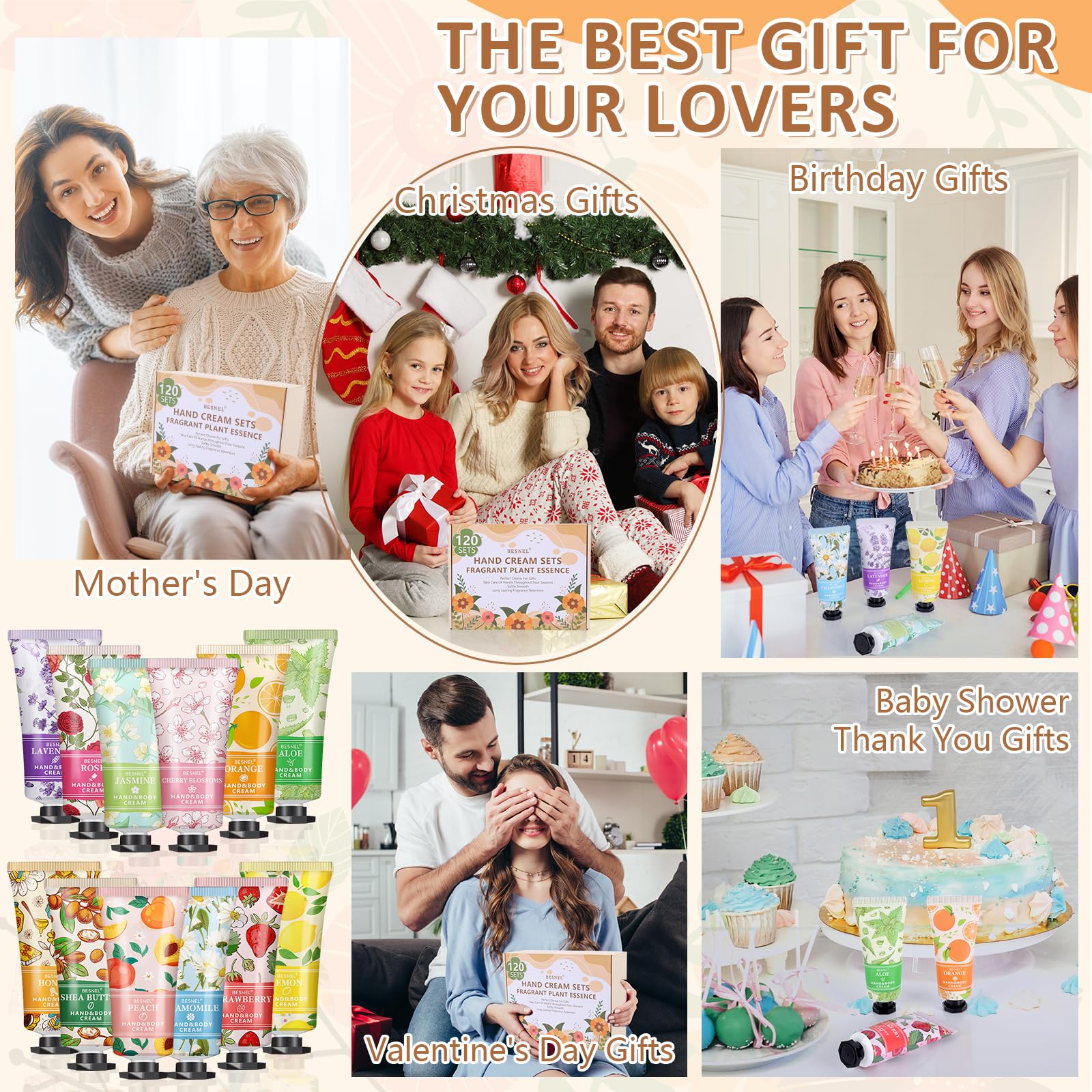 BESNEL peach hand cream gift set for smooth hands during travel