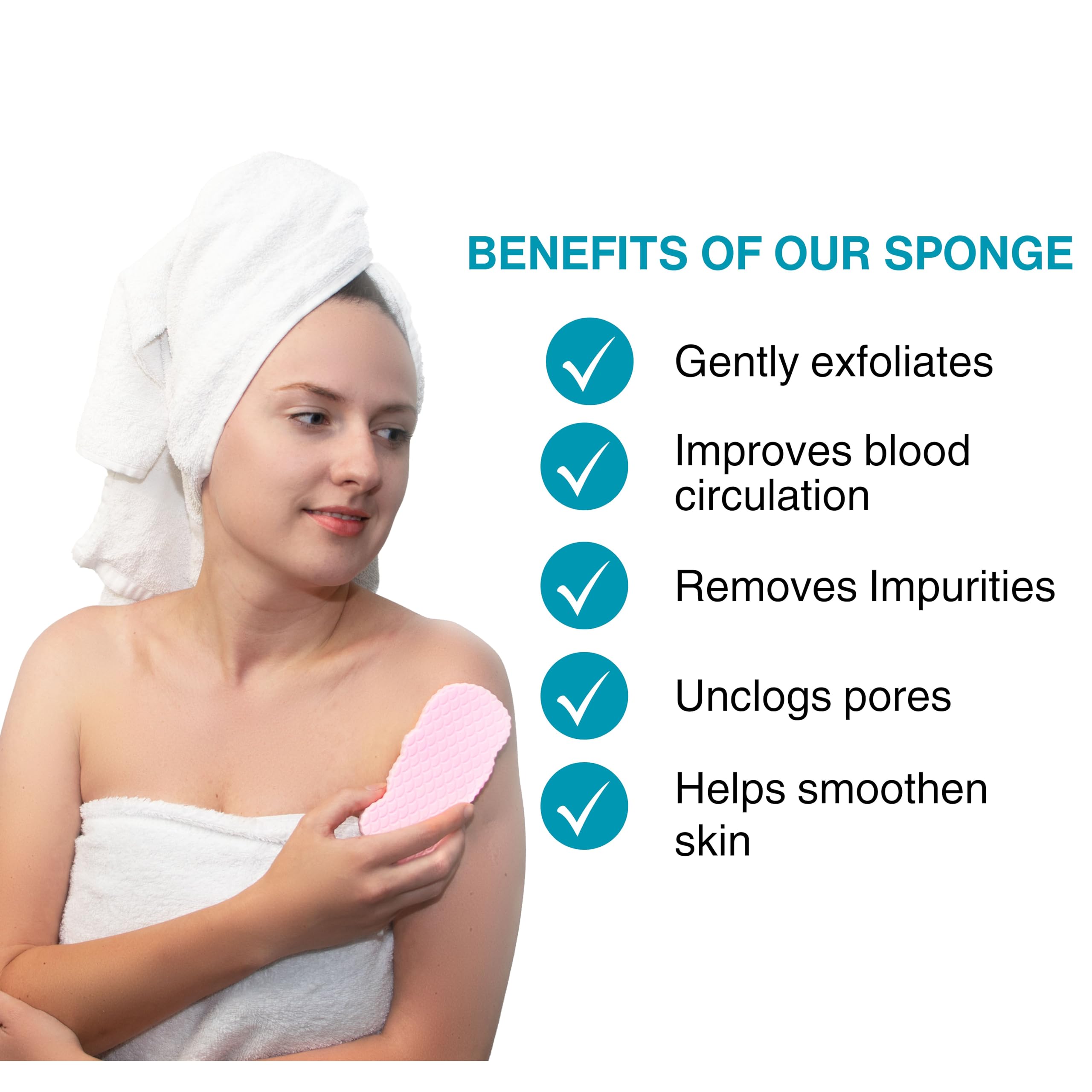 Besobella esponja exfoliante azul para limpiar impurezas y dejar la piel fresca.