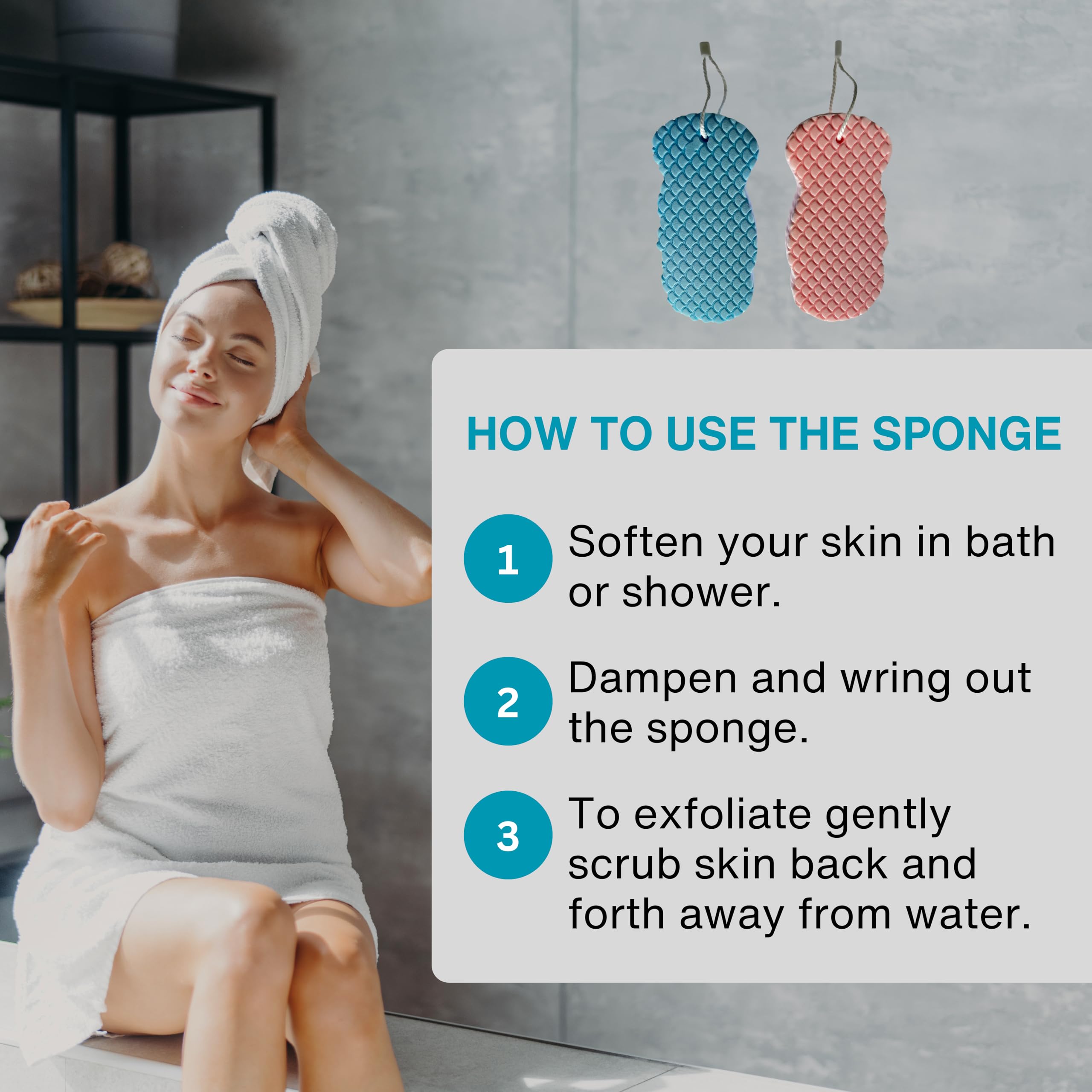 Besobella esponja exfoliante gris para piel sensible y cuidado diario.