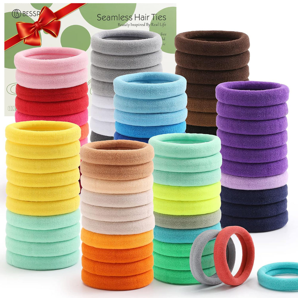 Bessrung elastic hair ties 100-piece colorful set for gentle hold on all hair types.