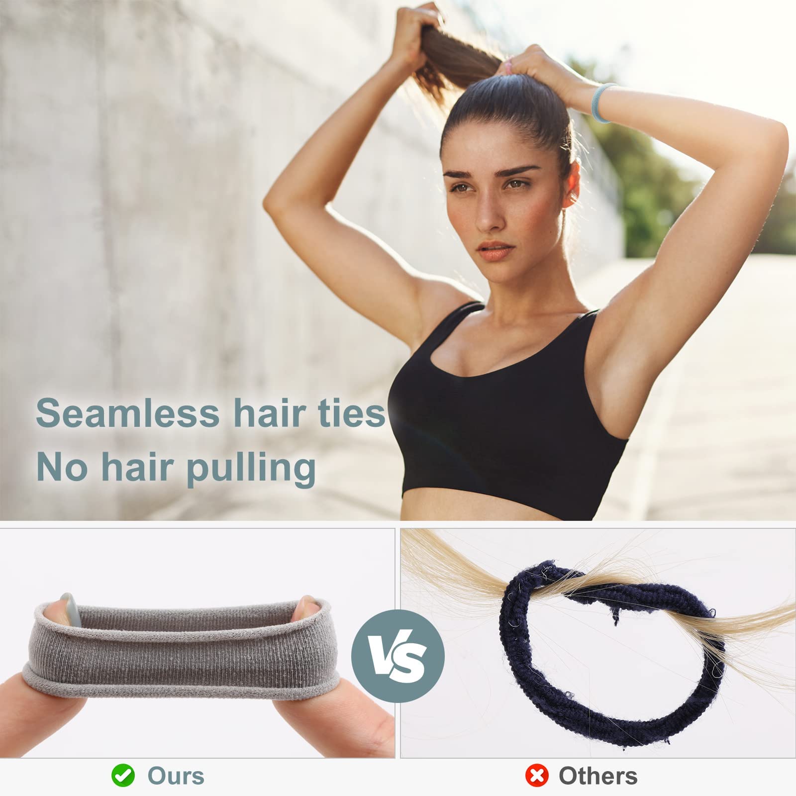 Bessrung hair ties in cool colors suitable for daily outfits.