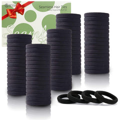Bessrung seamless thick black hair ties 1.5 inch diameter for secure gentle ponytails