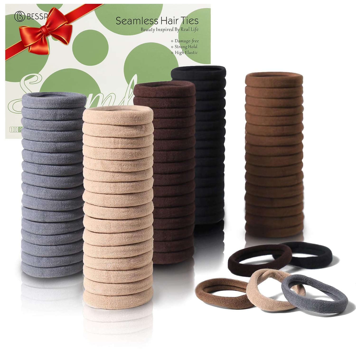 Bessrung thick seamless hair ties secure a ponytail without snagging
