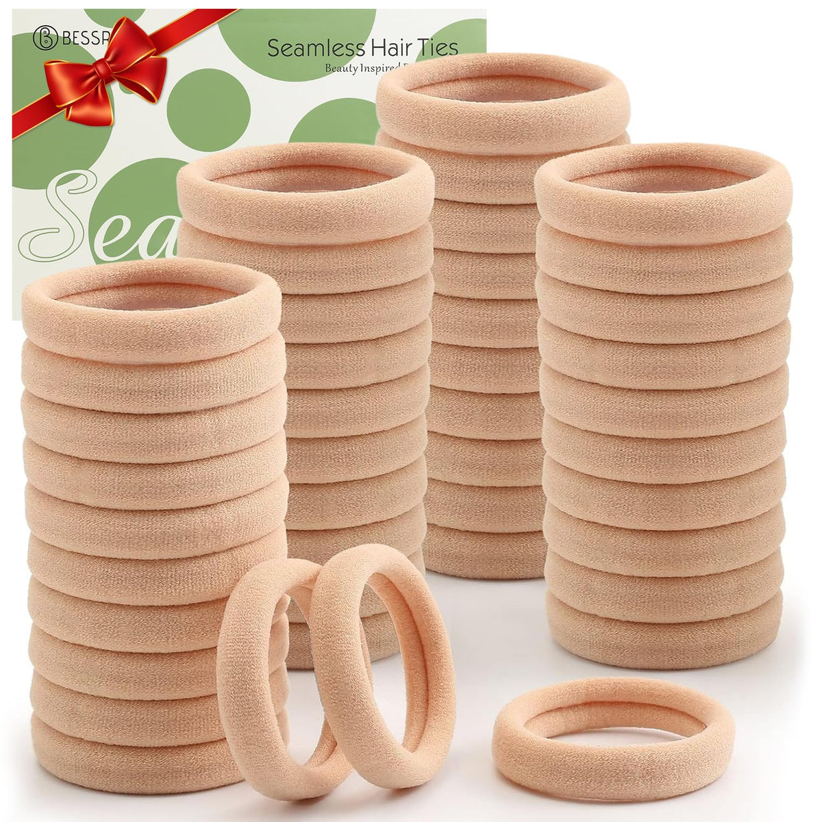 Bessrung thick seamless tan hair ties bundle for secure daily ponytails and workouts