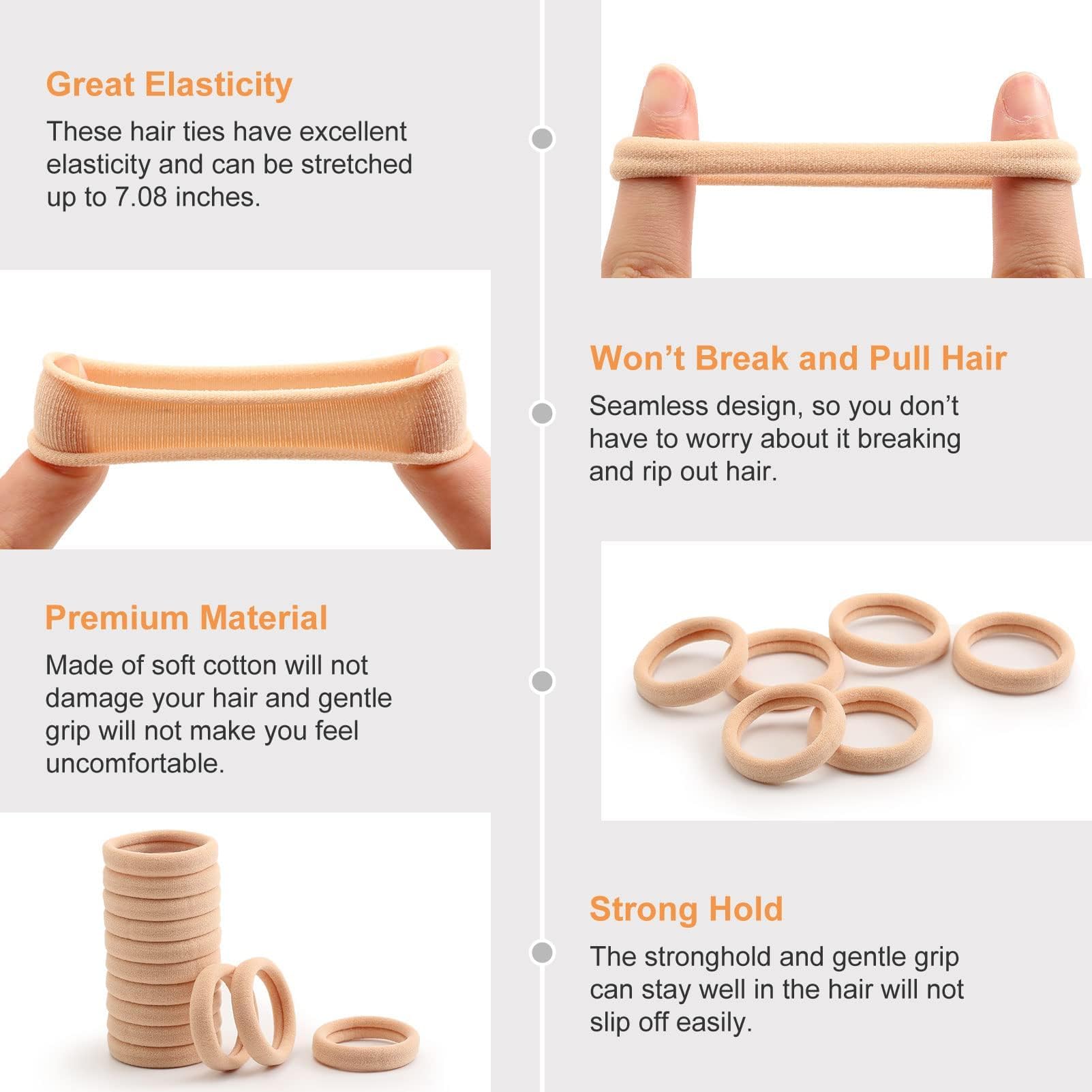 Bessrung tan hair ties bulk pack ideal for school, office and gym