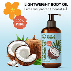 Best of Nature fractionated coconut oil pour highlights easy application