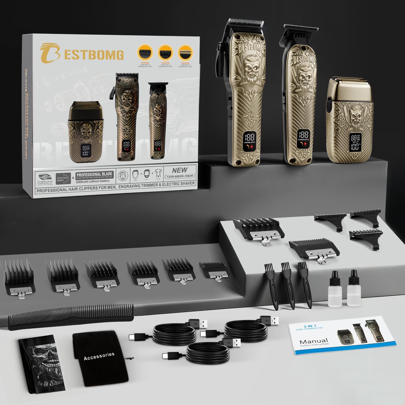 BESTBOMG grooming kit includes essential accessories for complete at-home trims