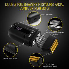 BESTBOMG BS-808A beard trimmer close-up for detailed grooming and shaping.