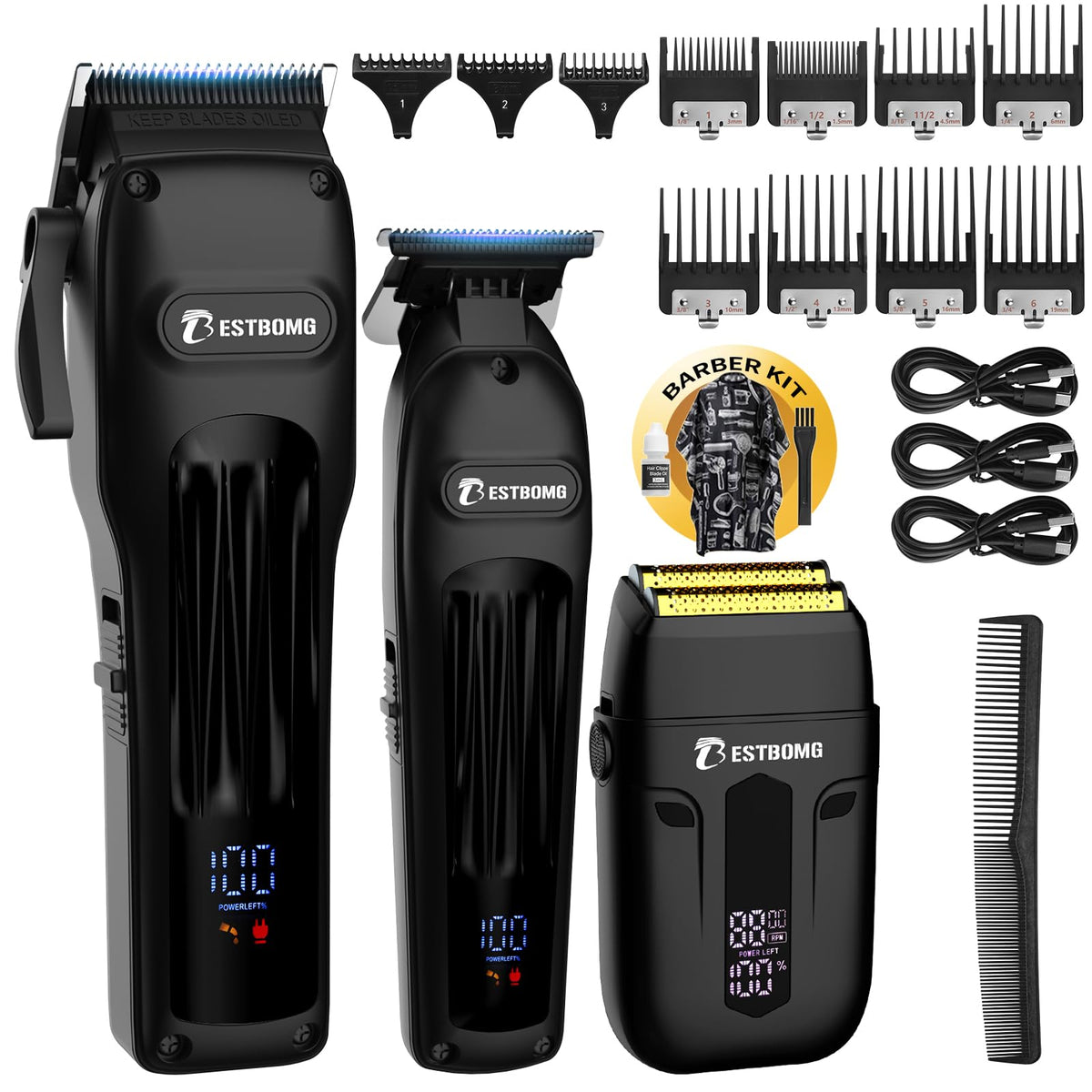 BESTBOMG BS-808A hair clipper front view for precise cuts and comfort.