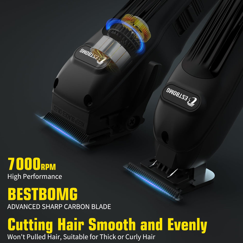 BESTBOMG BS-808A hair clipper side view showing ergonomic grip and control.