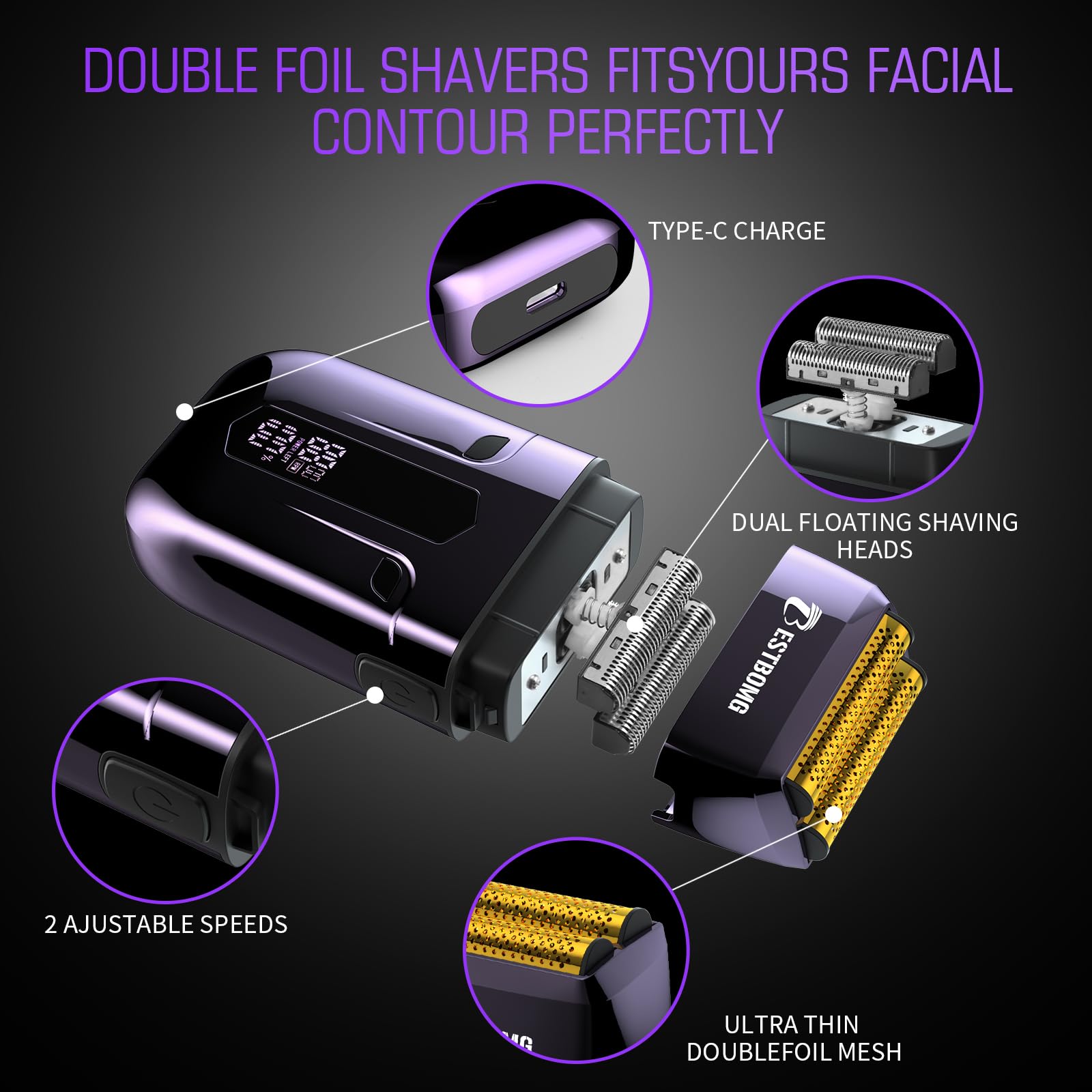 BESTBOMG BS-808C beard trimmer detail for crisp facial lines