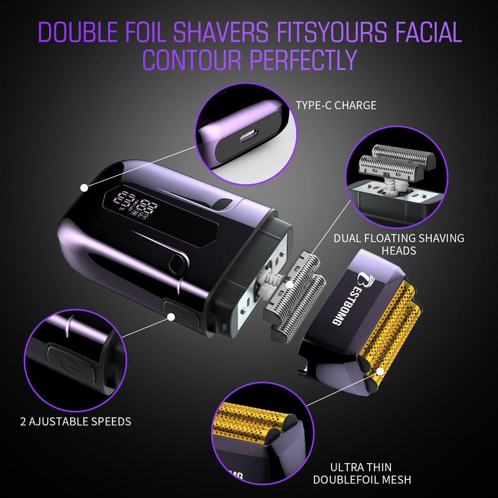 BESTBOMG BS-808C beard trimmer detail for crisp facial lines