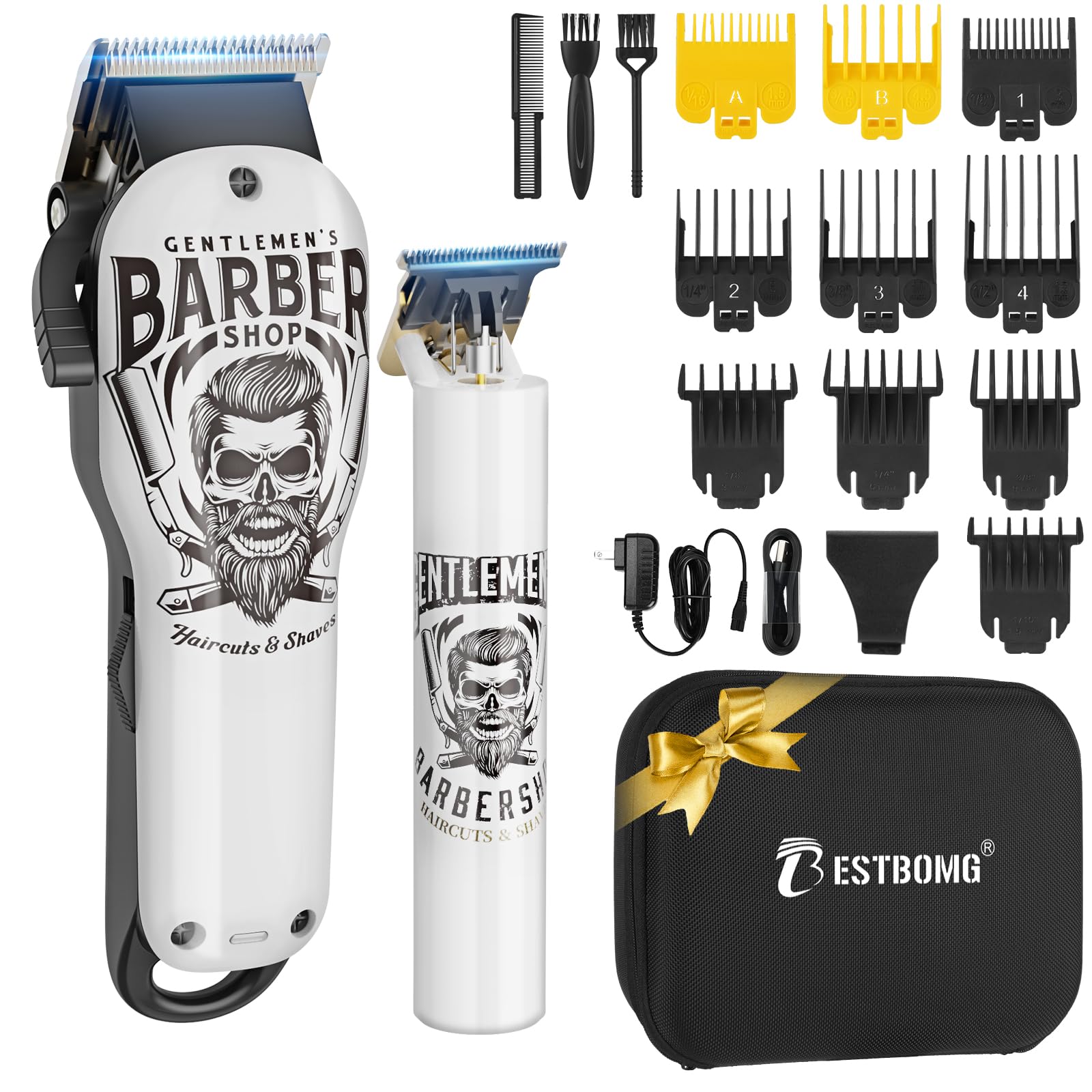 BESTBOMG hair clippers ceramic T-blade front view for smooth cuts