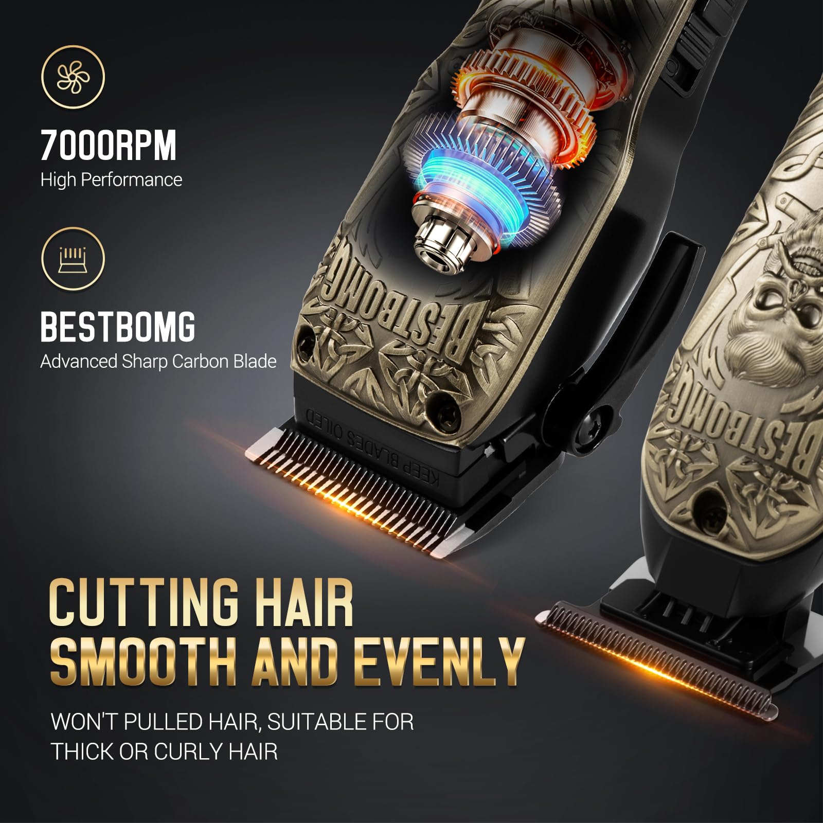 BESTBOMG hair clippers fade lever enables precise length control