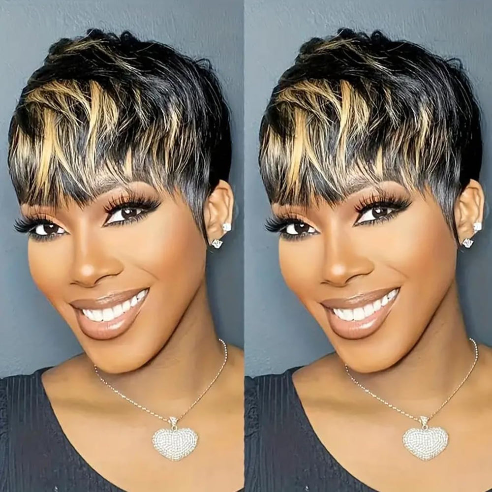 Besteffie pixie cut wig close-up showing natural shine for daily wear.