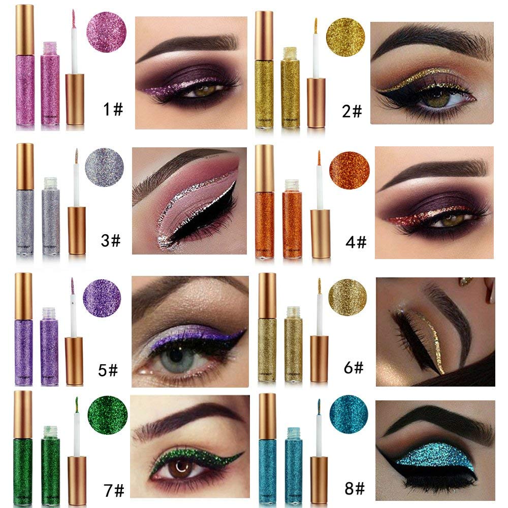 BestLand glitter eyeliner on eye displays bright sparkle and smooth application