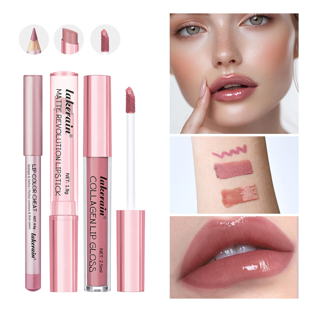 BestLand lip perfection kit laid out neatly for a defined nude-pink look.